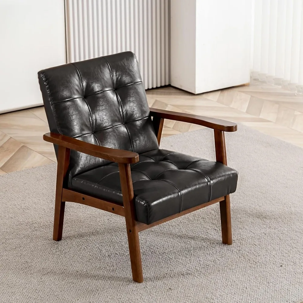 

Mid Century Modern Accent Chairs for Living Room, Comfy Bedroom Chairs for Adults,Small Wide Reading Nook Arm Chair