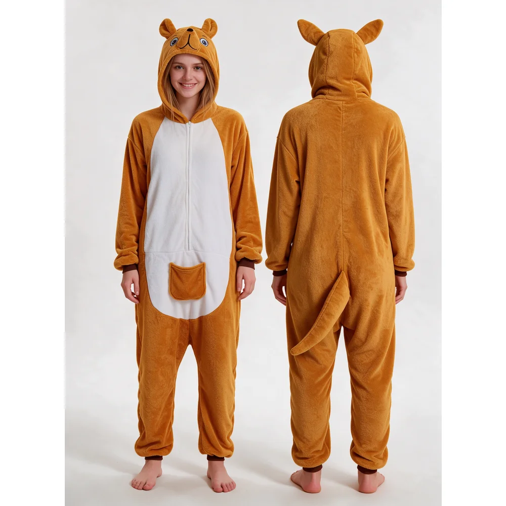 Flannel monkey animal jumpsuit cartoon unisex home uniform autumn and winter warm nightgown Halloween performance costume
