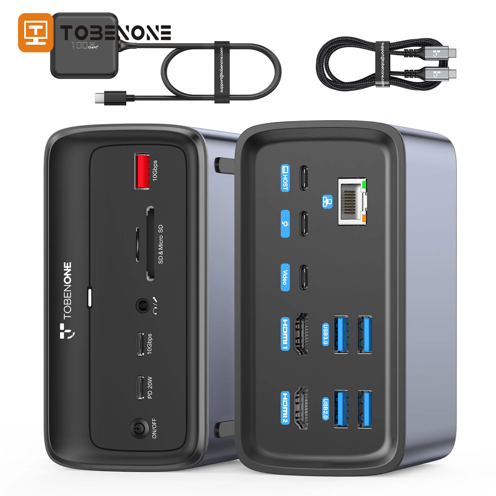 

Док-станция TobenONE USB C с поддержкой 4K/120 Гц, монитор USB C с зарядным устройством 100 Вт GaN III для планшетов на Windows