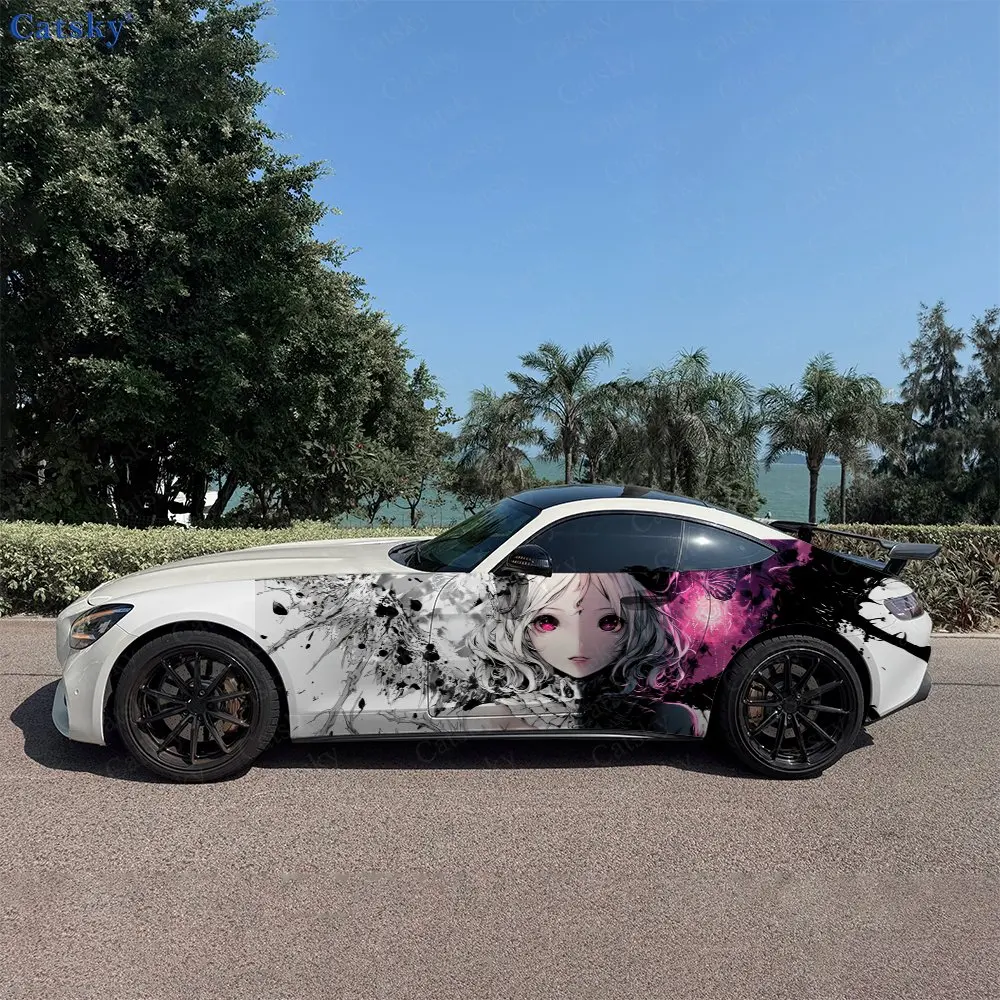 

2pcs Gothic Twin Spirit Realm, Durable, Fade-resistant, Enhance Vehicle Aesthetics With Bold Artistic Design Car Vinyl Wraps