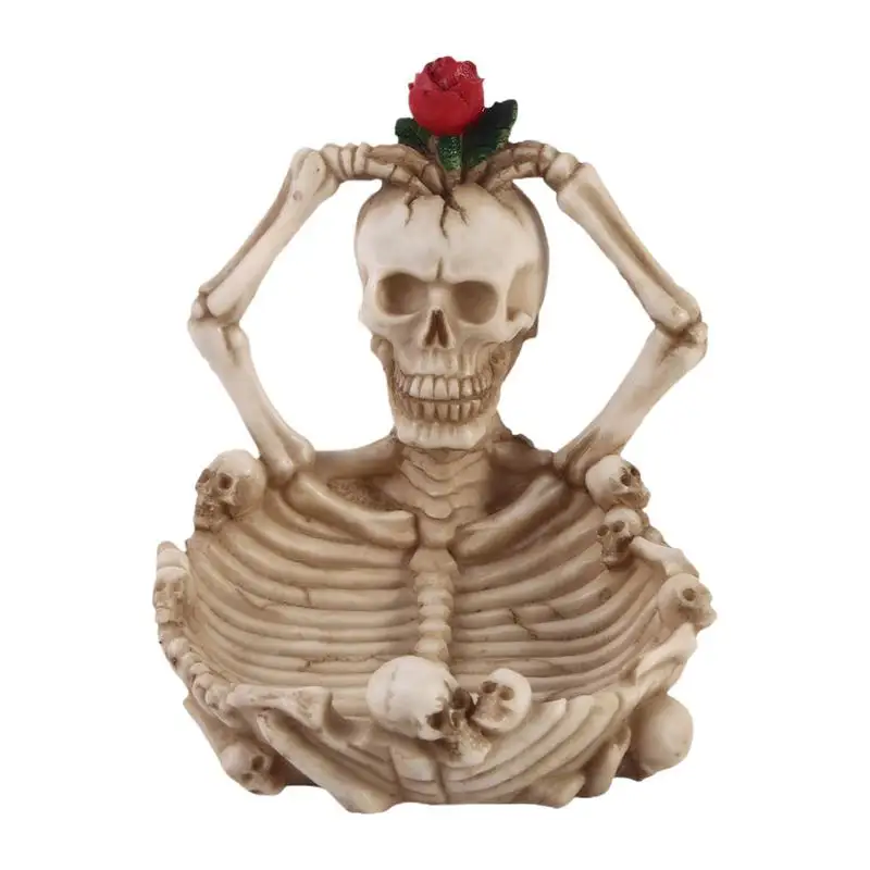 Halloween Skull Storage Tray Sooky Skull Decoration Skull Figurine Innovative Desktop Decorations Halloween Candy Dish For Small