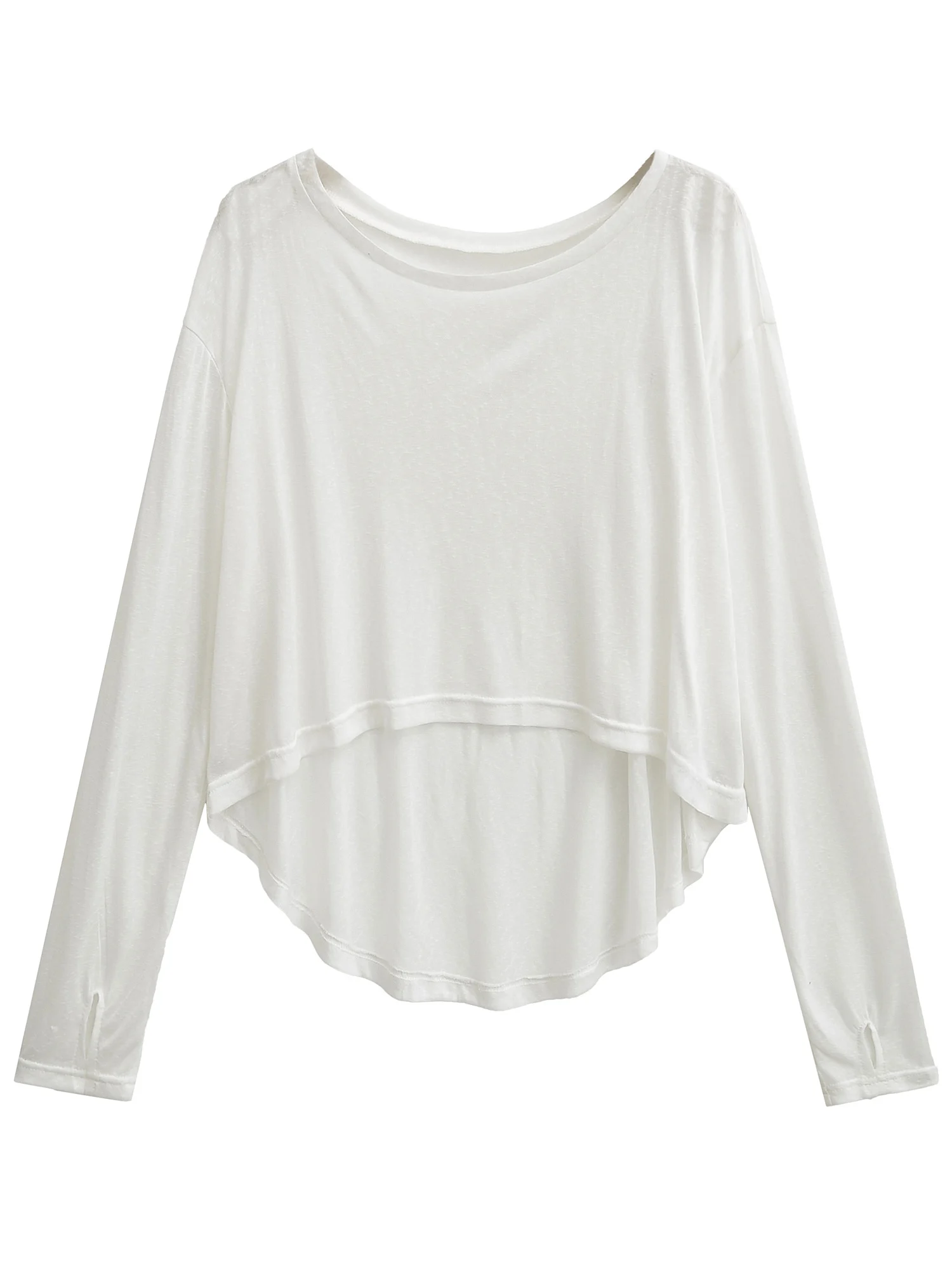 

American Sle Dance Girl Long Sve Loose Thin round Ne T-irt Women's Sun Protection Top Slimming Effect Summer Wear