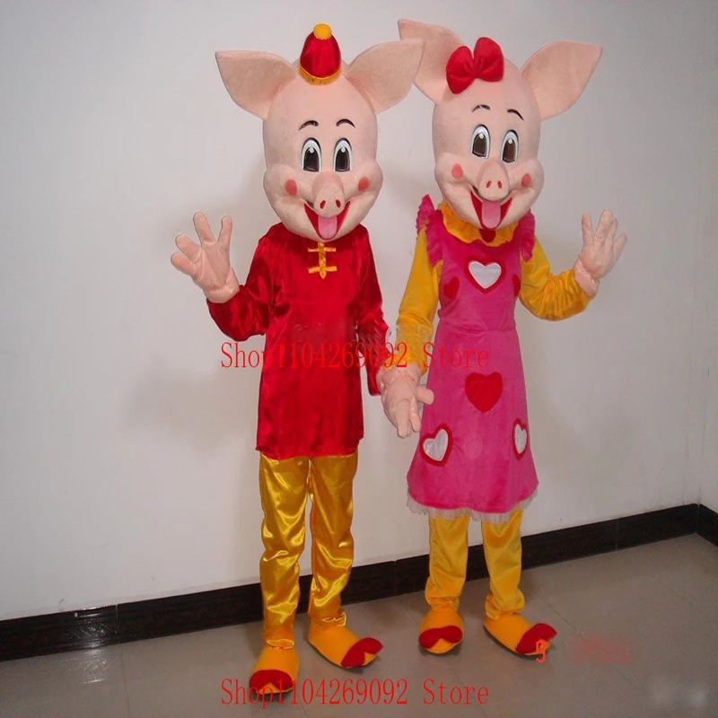 لطيف الوردي الخنازير زي التميمة الكرتون الخنازير التميمة عيد ميلاد أنيمي تأثيري ازياء شخصية حفلة Maskote هالوين كرنفال