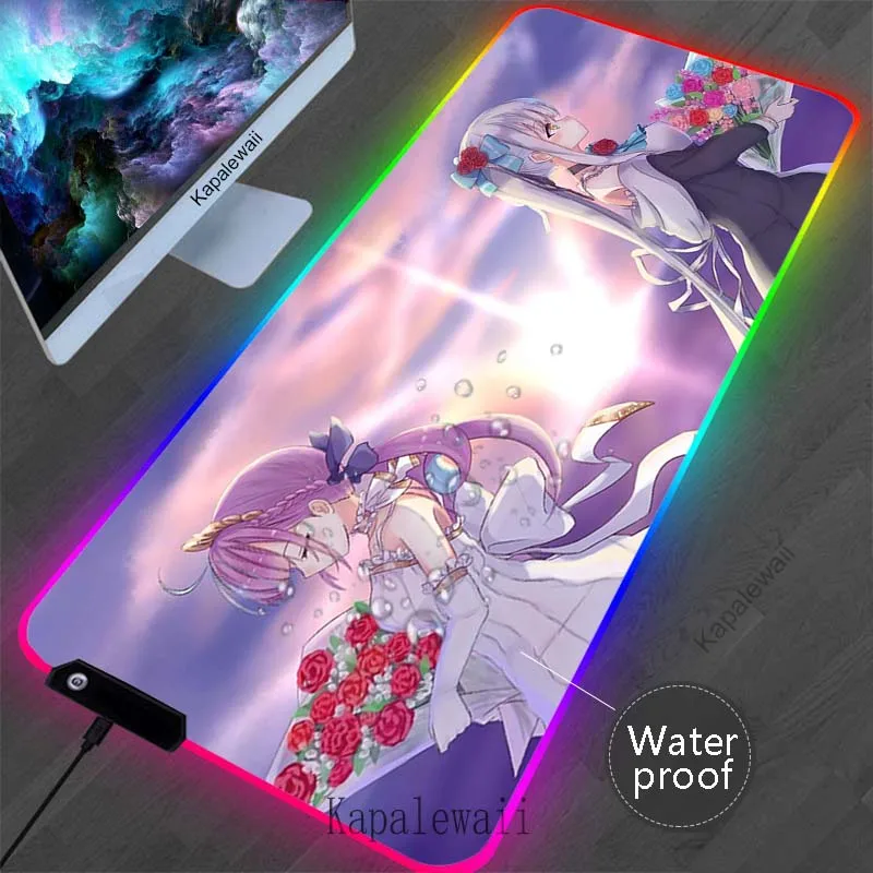 Tapis de souris arc-en-ciel hololive LED, tapis de bureau RVB, tapis de clavier de vitesse de jeu, tapis de table étanche, ordinateur, bureau de joueur, polymères