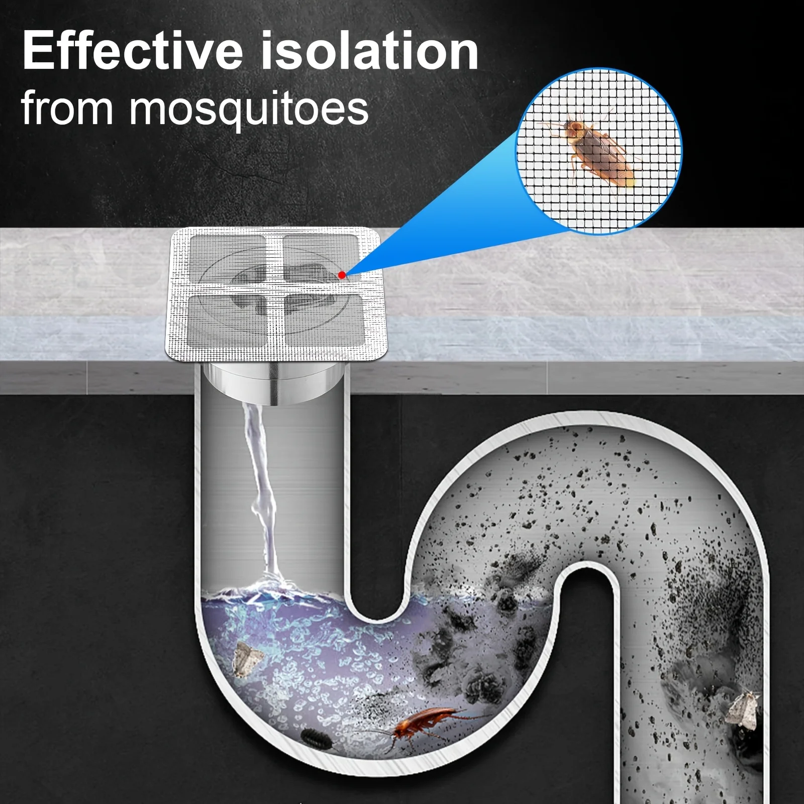 50 قطعة من ملصقات صائد الشعر للاستحمام للاستعمال مرة واحدة - مانع شبكي بلاستيكي للحوض والحوض