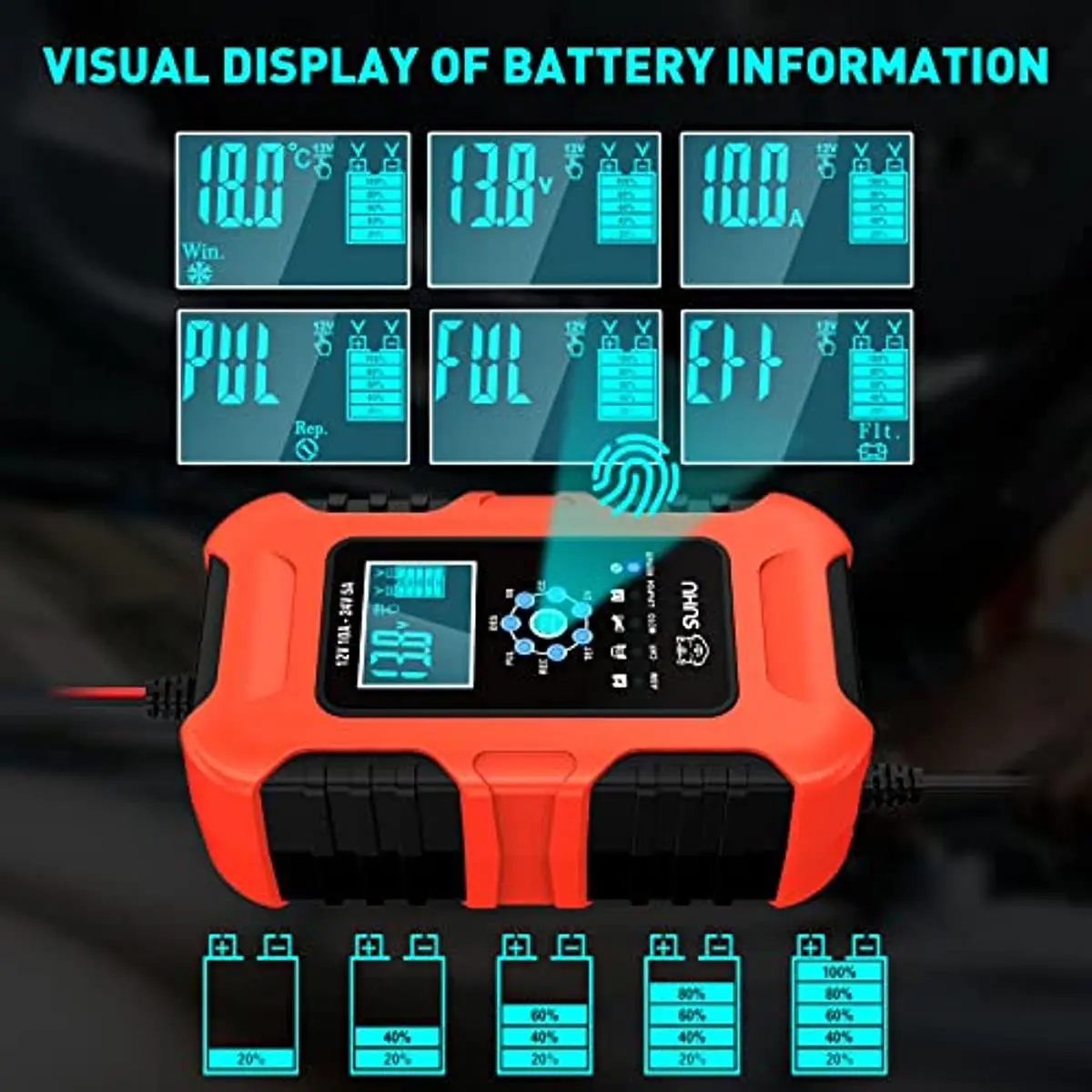 10Amp Battery Charger for Car SUV Motorcycle Truck 12V 10A 24V 5A Battery-Charger Pulse Repair for GEL Wet Dry Lead Acid Battery