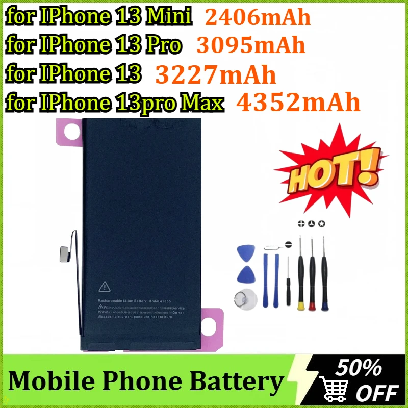 

2406 мАч/3227 мАч/3095 мАч/4352 мАч для IPhone 13 Mini/13 Pro/13/13pro Max + инструменты Сменный аккумулятор большой емкости для мобильного телефона