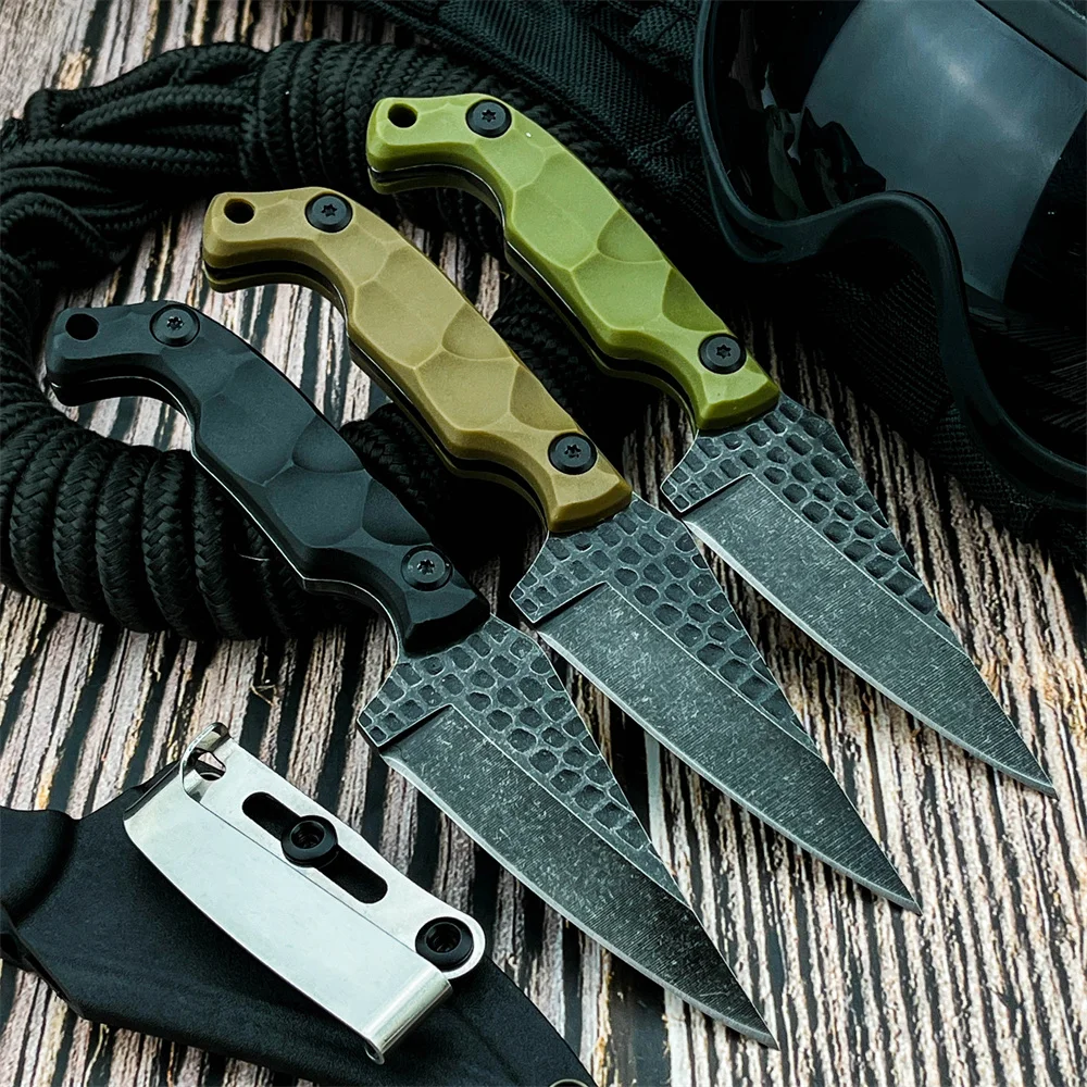 

Охотничий нож с фиксированным лезвием, тактические ножи для кемпинга, ручка из нейлонового волокна с лезвием высокой твердости 8Cr13Mov с ножнами для наружного инструмента