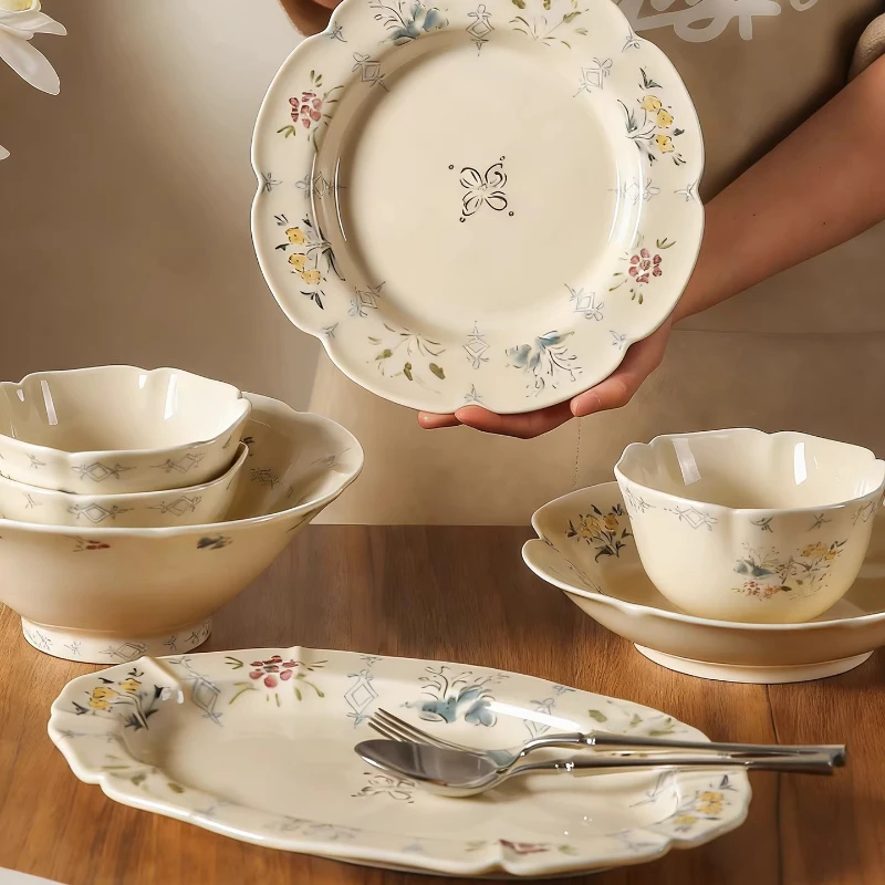 

LMM floral tableware ceramic rice bowl household high value soup bowl