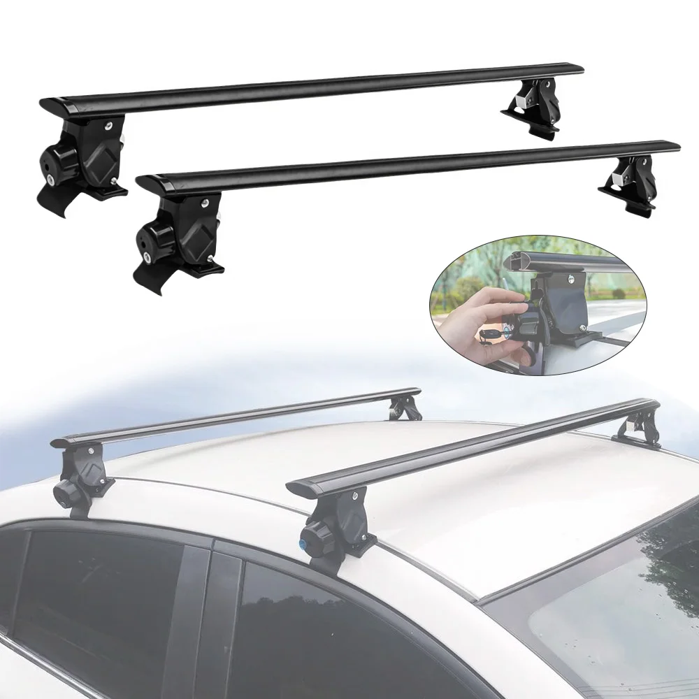 

Without Roof Rail Rack Lockable Cross Bar Crossbar Fits for Ford Ranger 2019-2023 2024 2025 Luggage Rack(Black)