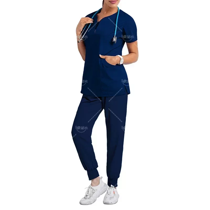 Uniformi chirurgiche Set Scrub donna infermiera medica salone di bellezza abbigliamento da lavoro Scrub clinici Top + pantalone Spa medico tuta tunica infermieristica