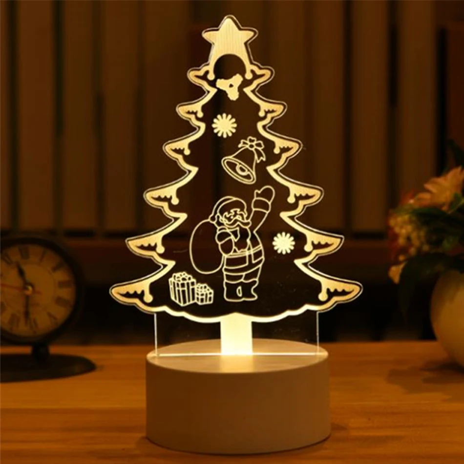 HOT 3D Acryl LED-Lampe Romantische Atmosphäre Nachtlichter Neonlichter Weihnachtsbeleuchtung Familien-Schlafzimmer Weihnachtsdekoration