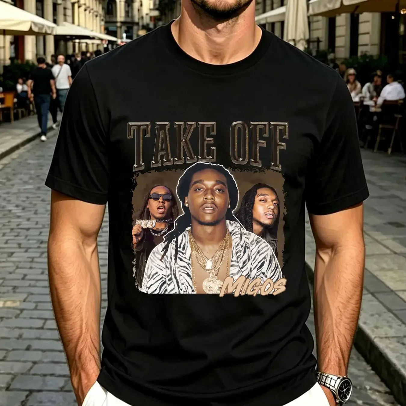 washed T Shirt Take Off Migos The Legend Never Die Takeoff Fan Rap Hip hop Rapper vintage Washed streetwear homme fashion