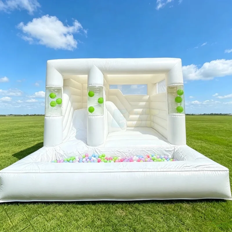 Commercial Inflatable Bounce House Combo Balloons Jump House Outdoor White Bounce House with Slide Wedding Bouncy Castle