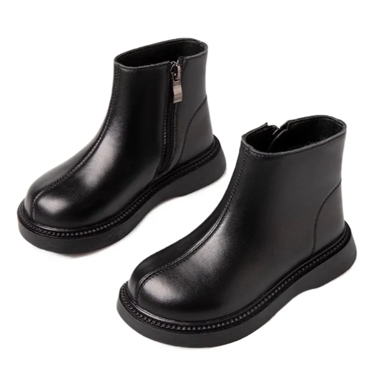 

Autumn Winter Boys Genuine Leather Boots Girls School Student Baby Outdoor Casual Chelsea Ankle Boots Kids Toddler Shoes