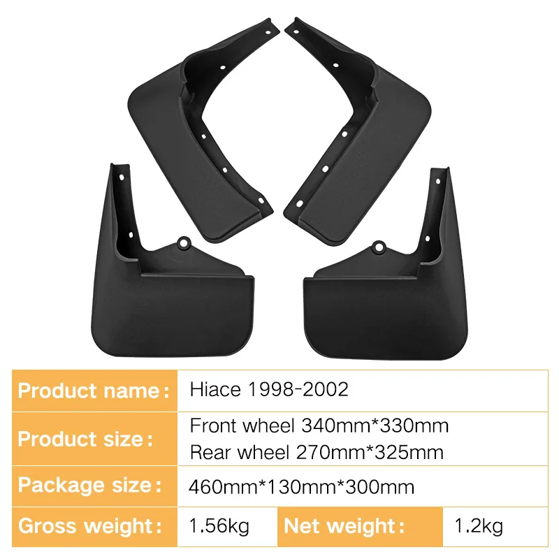 

Mud Flaps For Toyota Hiace 1998-2002 MudFlaps Front Rear Fender car tires mudguards Car Accessories