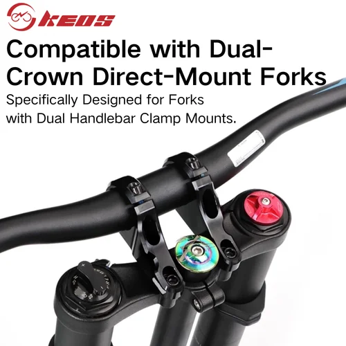 Imagen 2 del producto KEOS DH montaje directo CNC vástago de doble corona 31,8mm poste de manillar MTB de aleación de aluminio de alta resistencia para horquilla de bicicleta de montaña de descenso