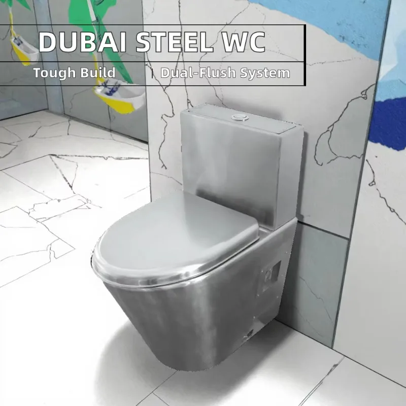 Outdoor Public Facilities European-style Commercial Toilets Durable 304 Stainless Steel Toilets with Water Tanks Nozzles