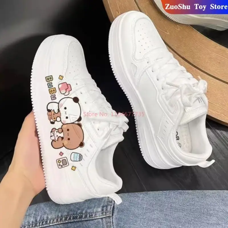 Originale Panda Bubu E Yier Piccole Scarpe Bianche Carino Bubu E Dudu Cartoon Panda Orso Modello di Bambola Ragazza Ragazzo Coppia Scarpe Regalo