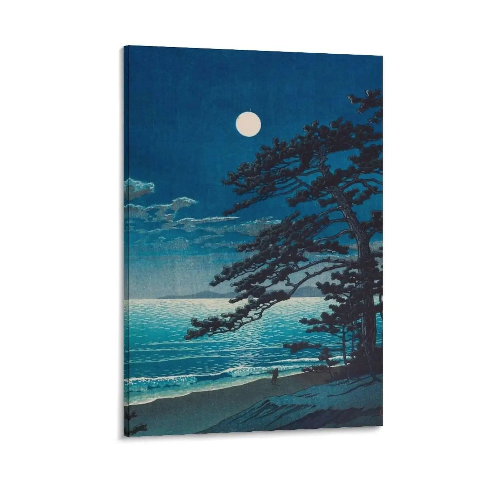 

Spring Moon at Ninomiya Beach by Kawase Hasui Vintage Japanese Woodblock Print East Asian Cultural Art Canvas Painting decor
