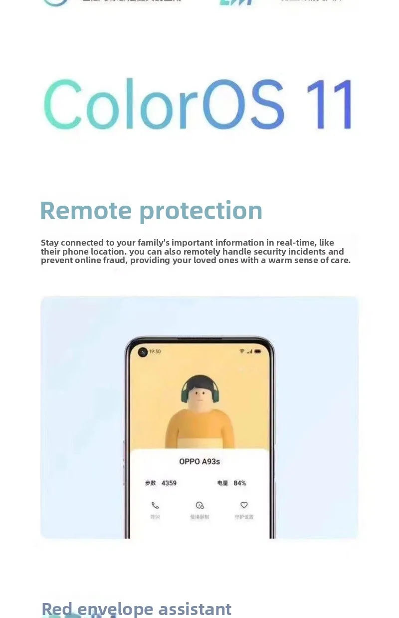 OPPO A93s débloqué 5G téléphone portable Dimensity 810 48MP AI caméra 5000mAh batterie 33W Charge rapide Android 11 Smartphone