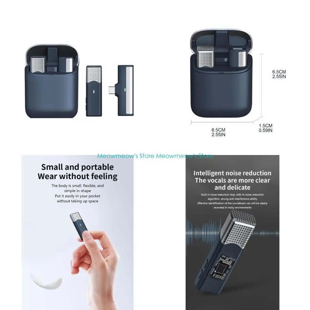 

W91A 2.4G Беспроводной петличный микрофон Портативный микрофон для записи аудио и видео для живых выступлений