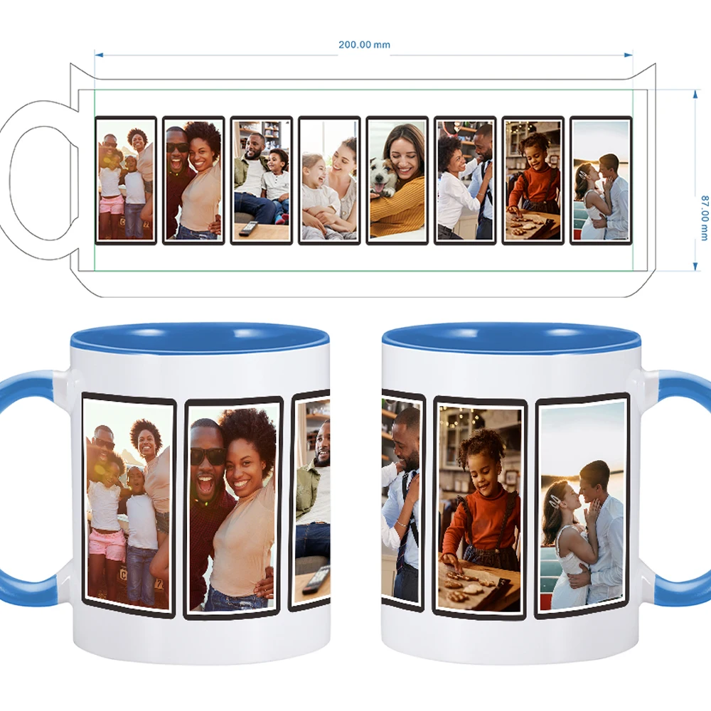 Custom Coffee Mug with Photo Ceramic Mug Personalized Couple 8 Photos Milk Cup Valentine's Day Souvenir Boyfriend Gift 11oz Cup