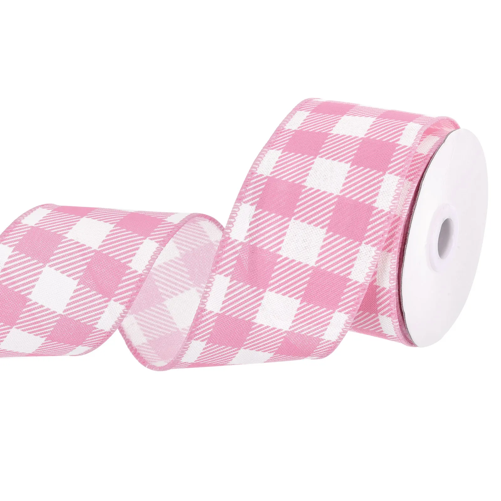 10 Yards Plaid Check Ribbon 2.5 inch Wired Edge Gingham Craft Ribbon for Gift Wrapping DIY Christmas Decoration and Bows