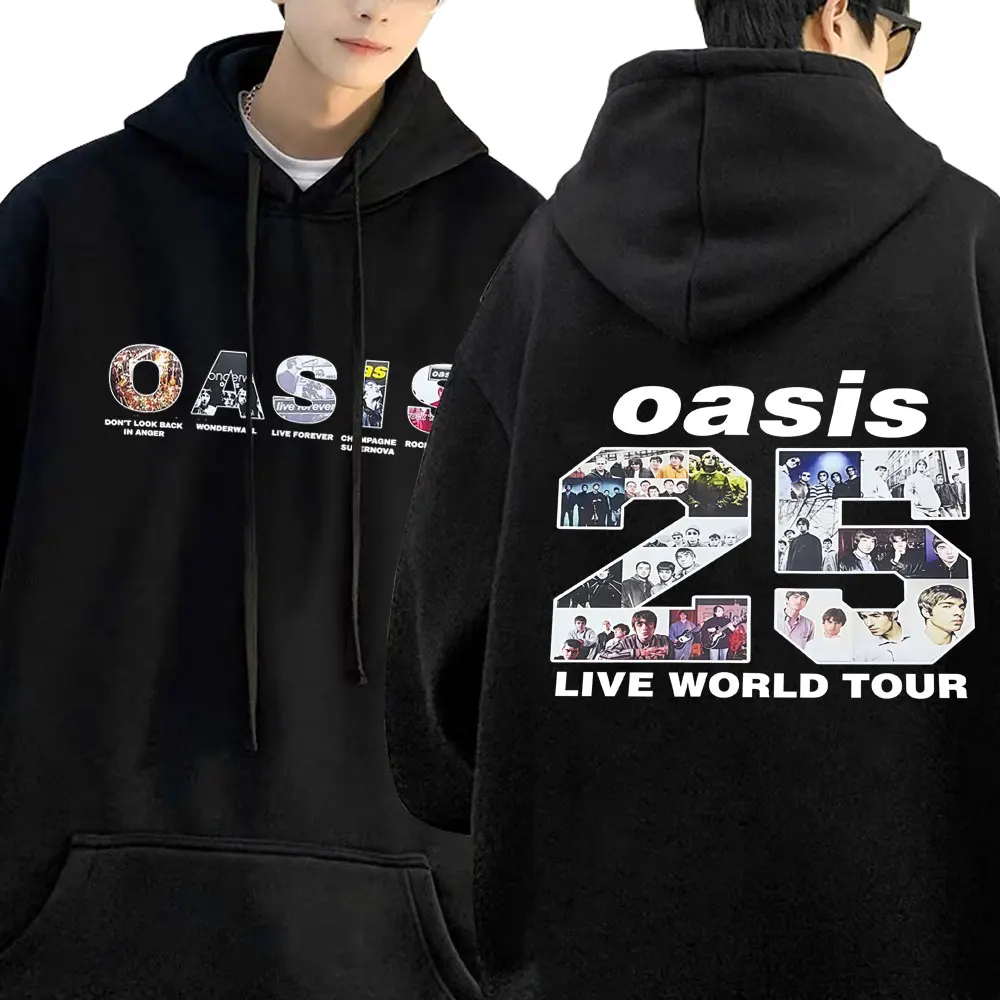 

Rock Band O-Oasis Music Album Cover Live 25 World Tour Hoodie Men Women Clothing Gothic Casual Oversized Sweatshirt Streetwear