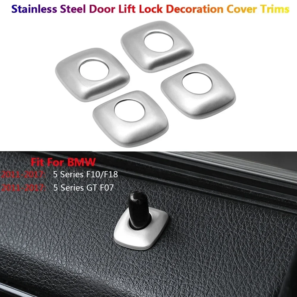 4Pcs Stainless Steel Car Door Lifter Lock Protector Cover Trim Stickers For BMW 5 Serie 5GT F10 F18 F07 Auto Interior Accesorios