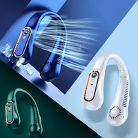 Outdoor camping folding wearable usb charging bladeless small neck portable charging fan