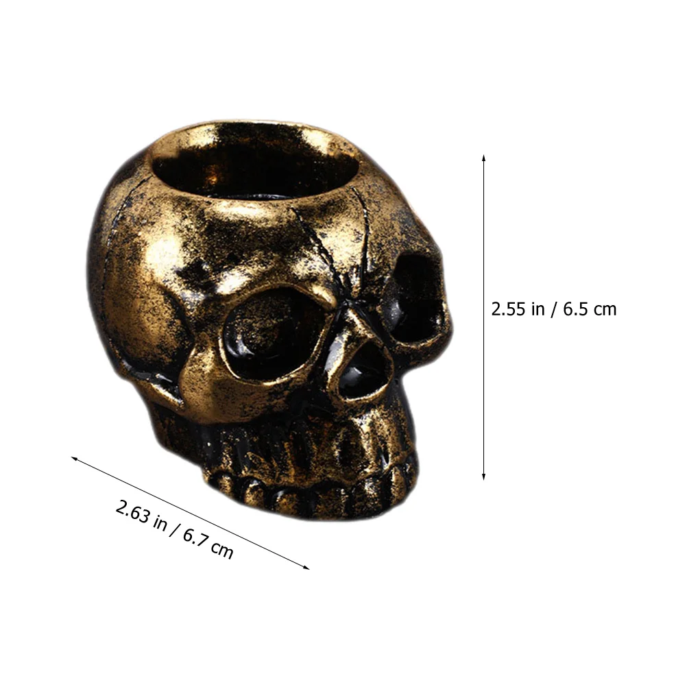 

2Pcs Skull Head Holders Small Resin Halloween Stands Tea Light Table Display Decoration Tea Light Holders