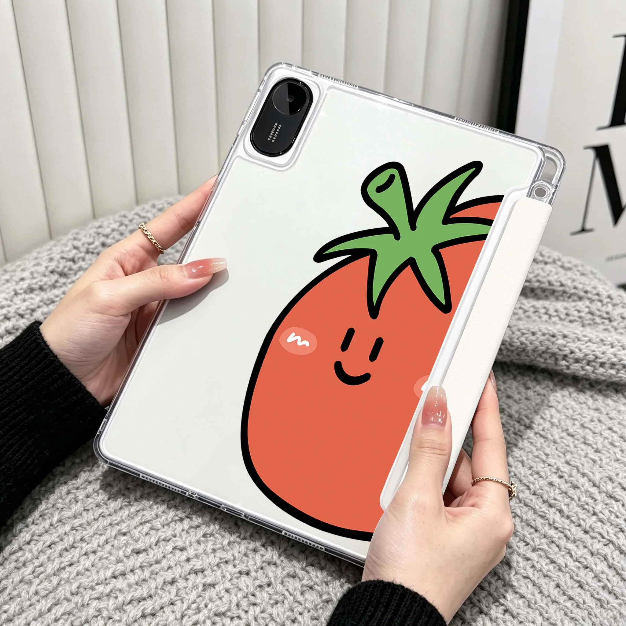 Crocodile Otter Wow Face For Xiaomi Redmi Poco Pad 5 6 7 8 Pro SE 11 11.2 12.1 Inch Transparent Y-Shaped Folding Tablet Case