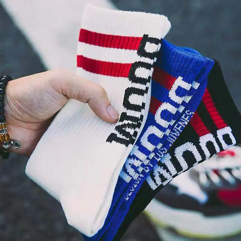 Socks Male Letter BOOM Tube Female Tide European And American Streetwear Hip-Hop Wild High-Top Skateboard Socks Nice Brand Sock