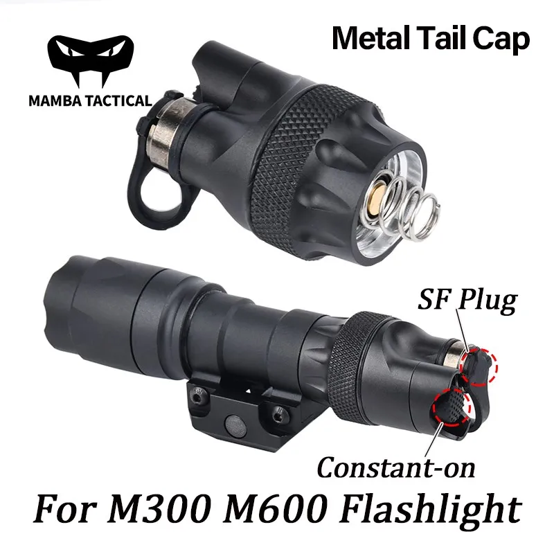 WADmersible-Capuchon de lampe de poche Airsoft Surefir Mfemale M300, interrupteur de queue, capuchon d\'extrémité en métal pour budgétaire DulWeapon,