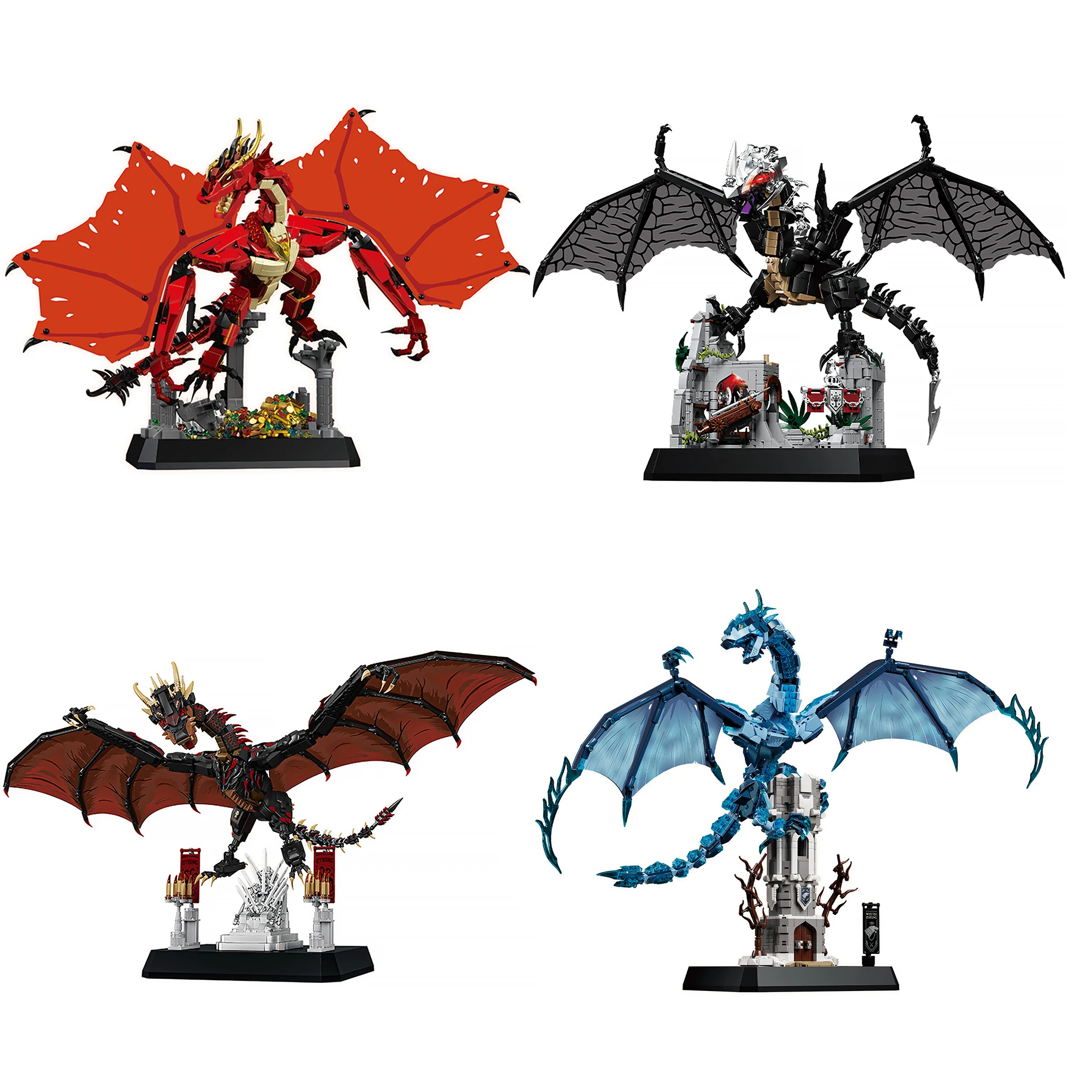 Smaug Nazgûl ‌    Bausteine Ringwraiths MOC 99003 Viserion Drogon Filmbild Ornament Drache Ziegel Spielzeug für Kinder Erwachsene Geschenk