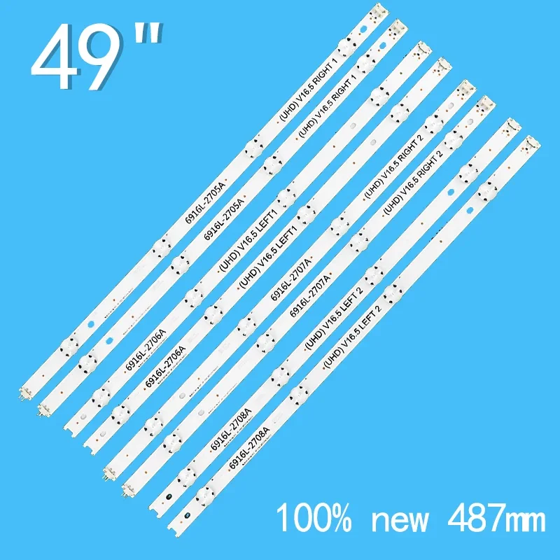 Bande de rétroéclairage LED pour TV, 49 ", 49LJ58300W, 49UH603V, 49UH620V, LC490DGE, 6916L-2705A, 6916L-2706A, 6916L-2707A, 6916L-2708A