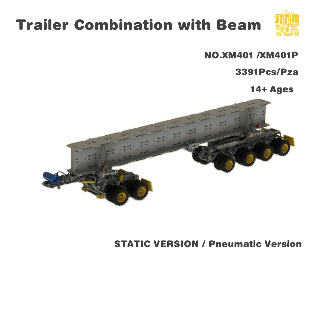 MOC XM401 Trailer Combination with Beam Model With PDF Drawings Building Blocks Bricks Birthday Christmas Gifts