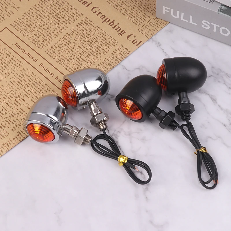 2Pcs Retro Motorcycle Turn Signals Motorcycle Accessories Universal 12V Single Wire Turn Signals Lights For Cafe Racer