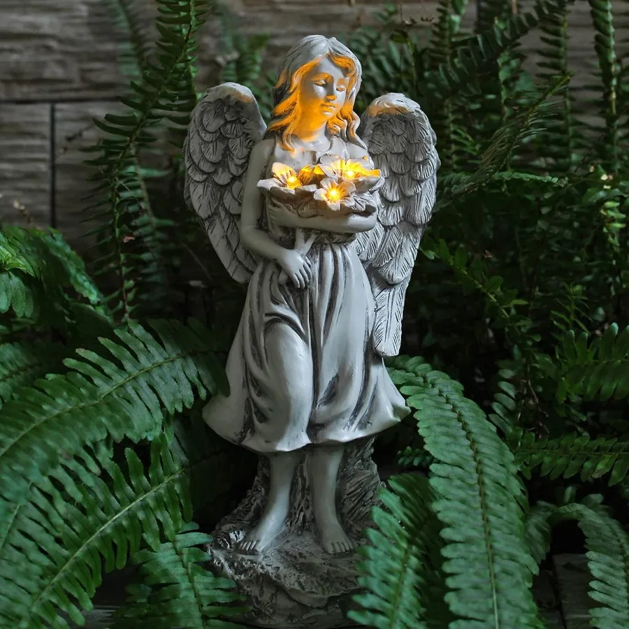 

Angel Statue - Outdoor Angel Decor Solar-Powered Perfect for Patio Lawn Yard Porch Decoration Housewarming or Garden Gift