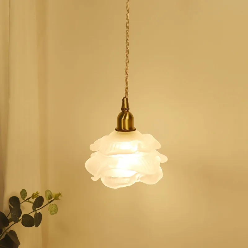 Artistic Style Modern Flower Glass Small Chandelier Bedroom Bedside Dining Room Living Lighting Atmosphere Home Decor Fixtures