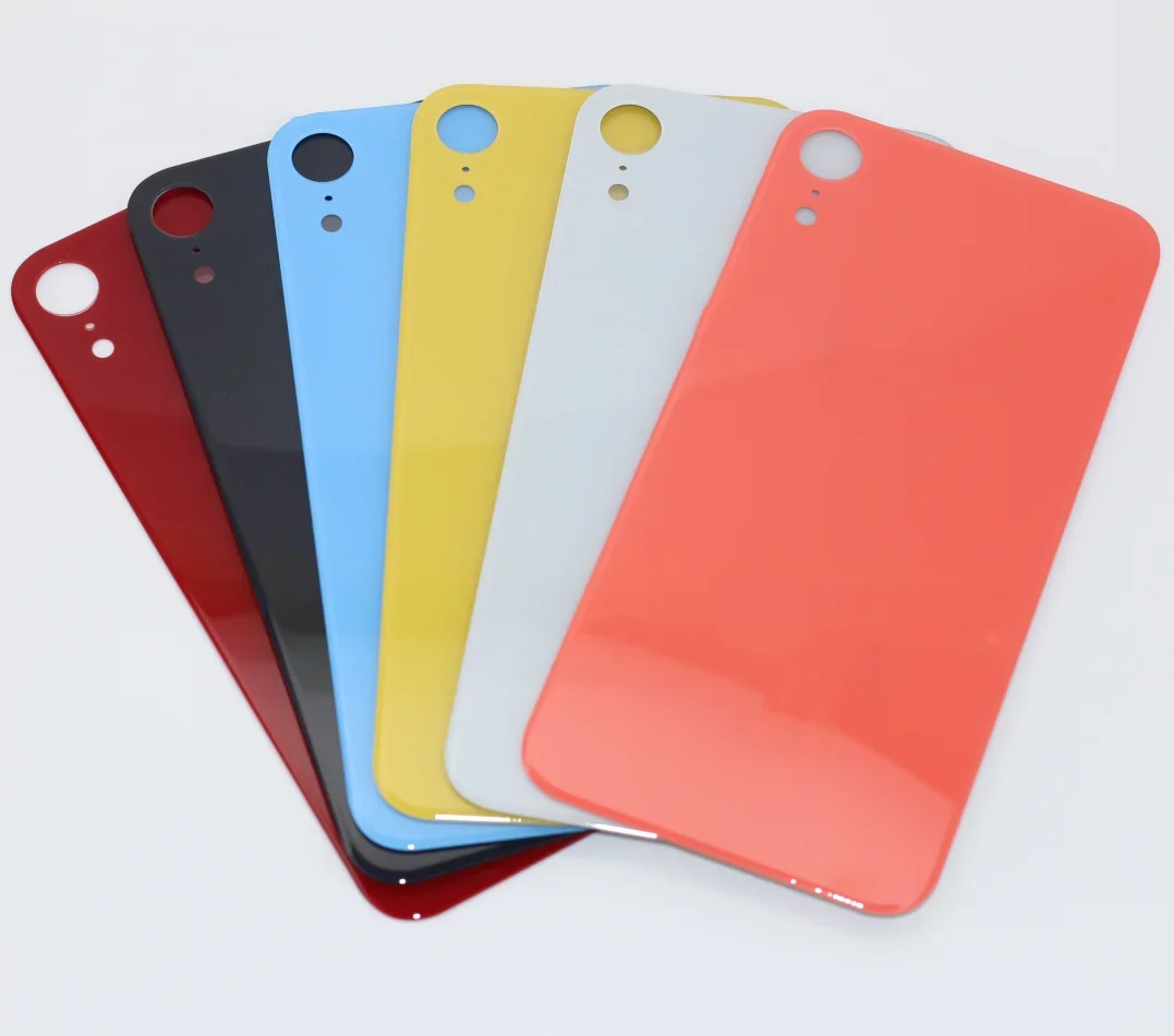 Back Glass+3M glue For IPhone XR Back Cover Glass Fast Replacement High Quality Housing Battery Cover Big Hole Rear Glass