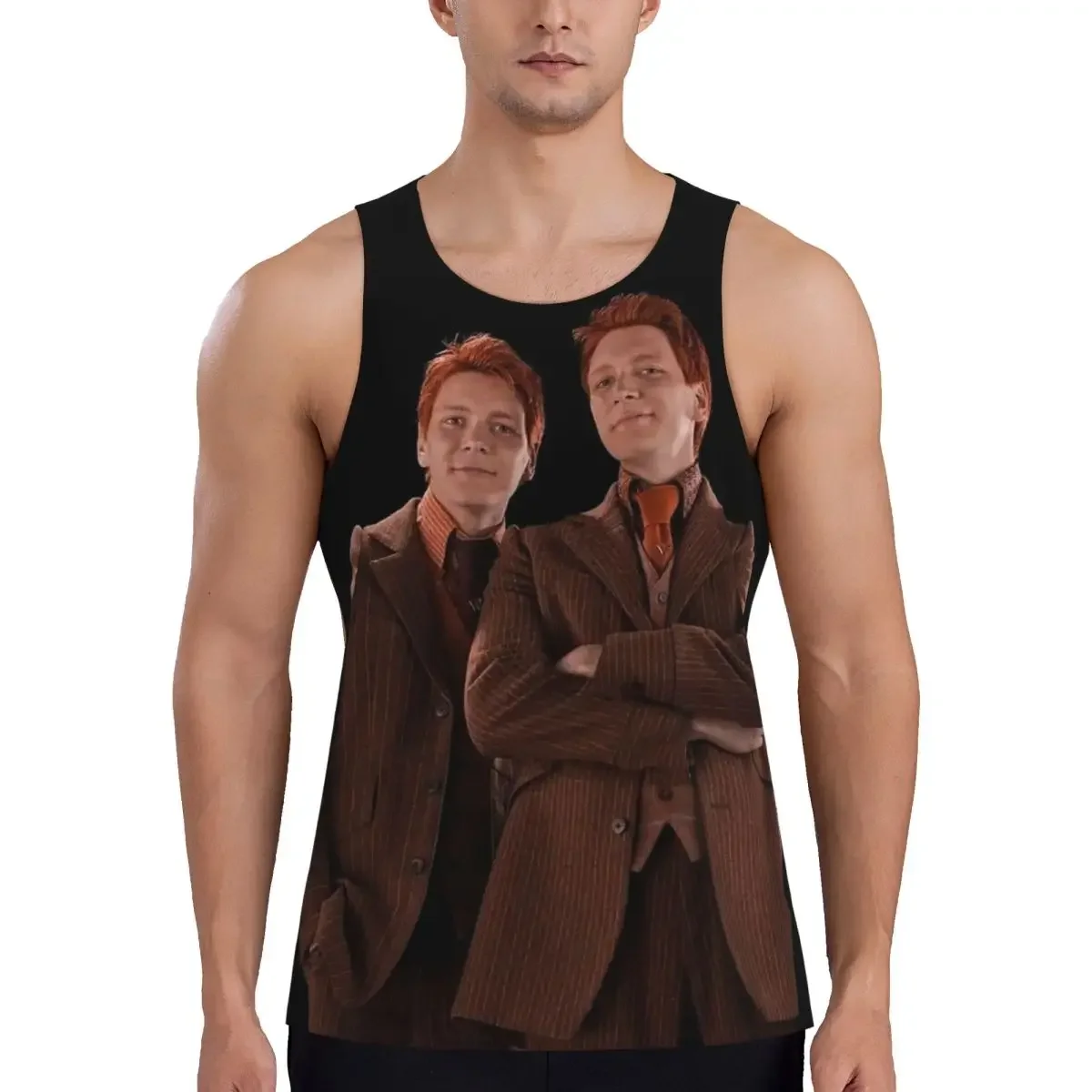 Quick Dry Weasley Twins Printing Fashion Gym Tank Muscle Sleeveless Shirt Bodybuilding Breathable Vest
