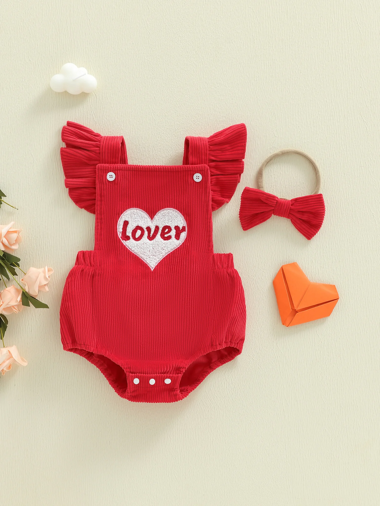 

Платье на День святого Валентина для маленьких девочек, фатиновая юбка-пачка с принтом сердца и рюшами на рукавах и повязка на голову, комплект из 2 предметов для маленькой девочки