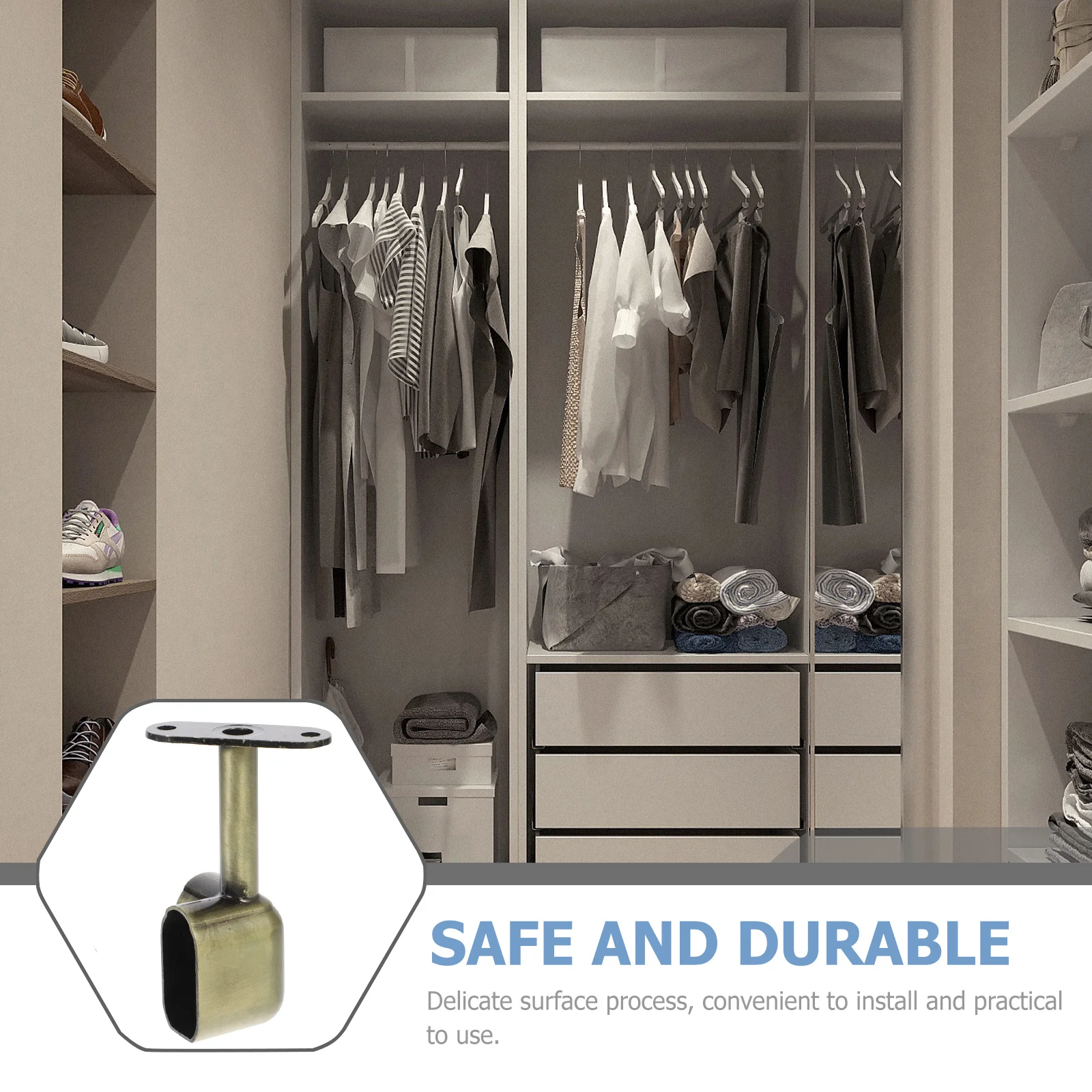 

2pcs Closet Rod Holder Wardrobe Bracket Thickened Rust-Resistant Clothes Rail Support For Closet Pole Replacement Hanger Mount