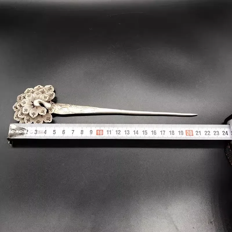 Old Silver Peacock Hairpin Ancient Silver Hairpin Hair Pin Ornaments Gifts