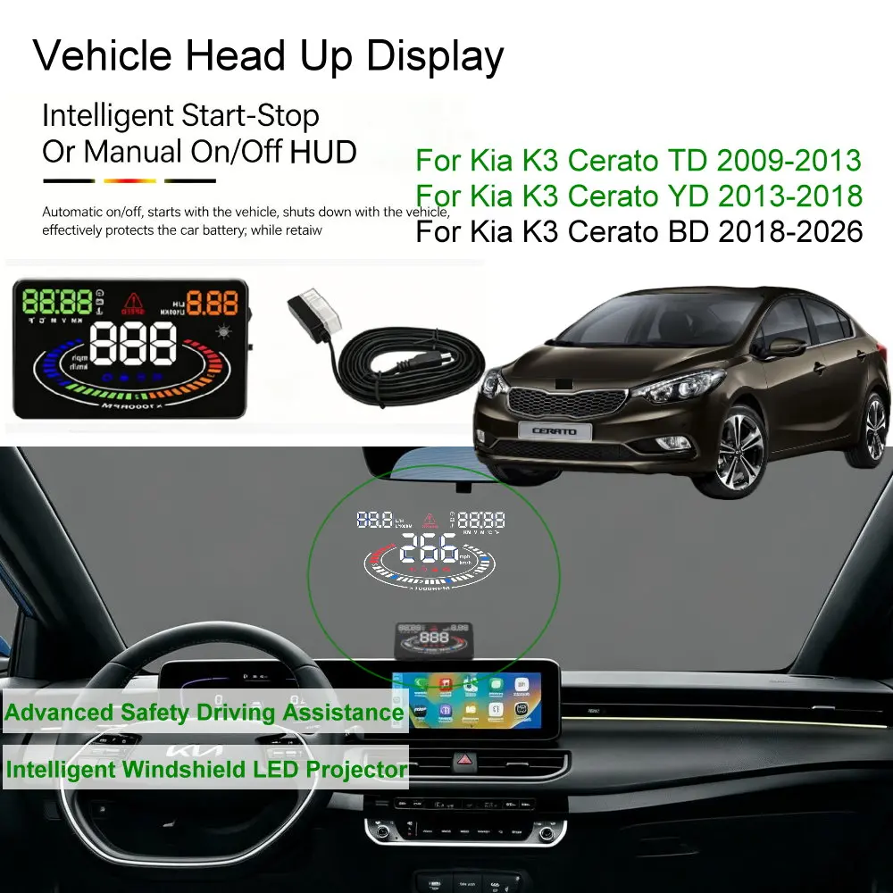 Car HUD Head Up Display For Kia K3 Cerato TD 2009-2014 YD 2013-2018 BD 2019-2026 Auto Electronics Accessories