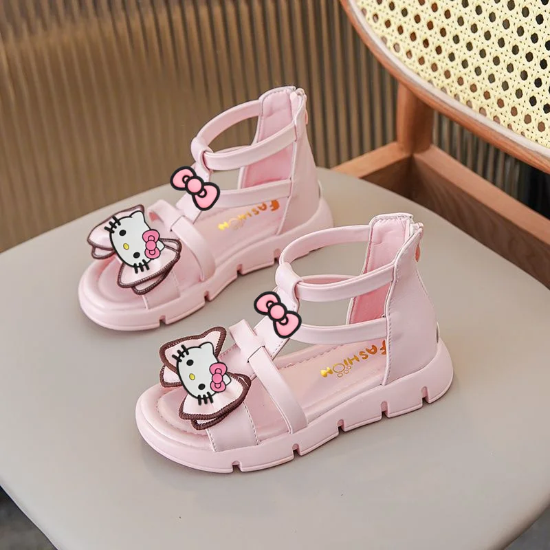 

Sanrio пляжная обувь hello kitty, детские модные сандалии с героями мультфильмов для девочек, новая летняя модная повседневная обувь принцессы на мягкой подошве для девочек