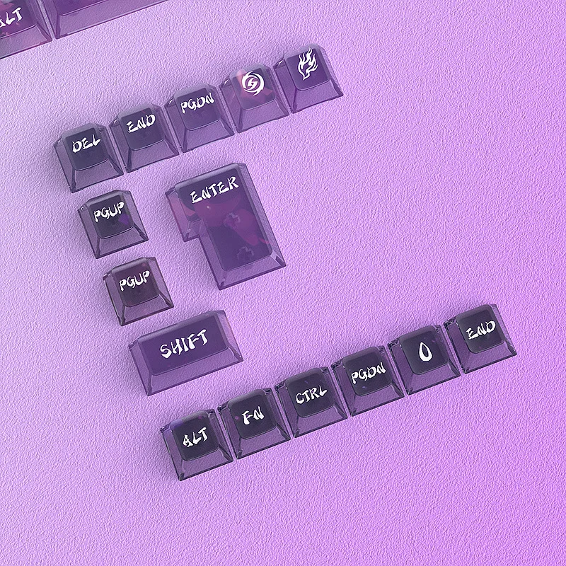Rainbow Iridescent Mist & Starry Nebula PC Transparent Keycaps 119PCS Mini Full Set OEM Profile