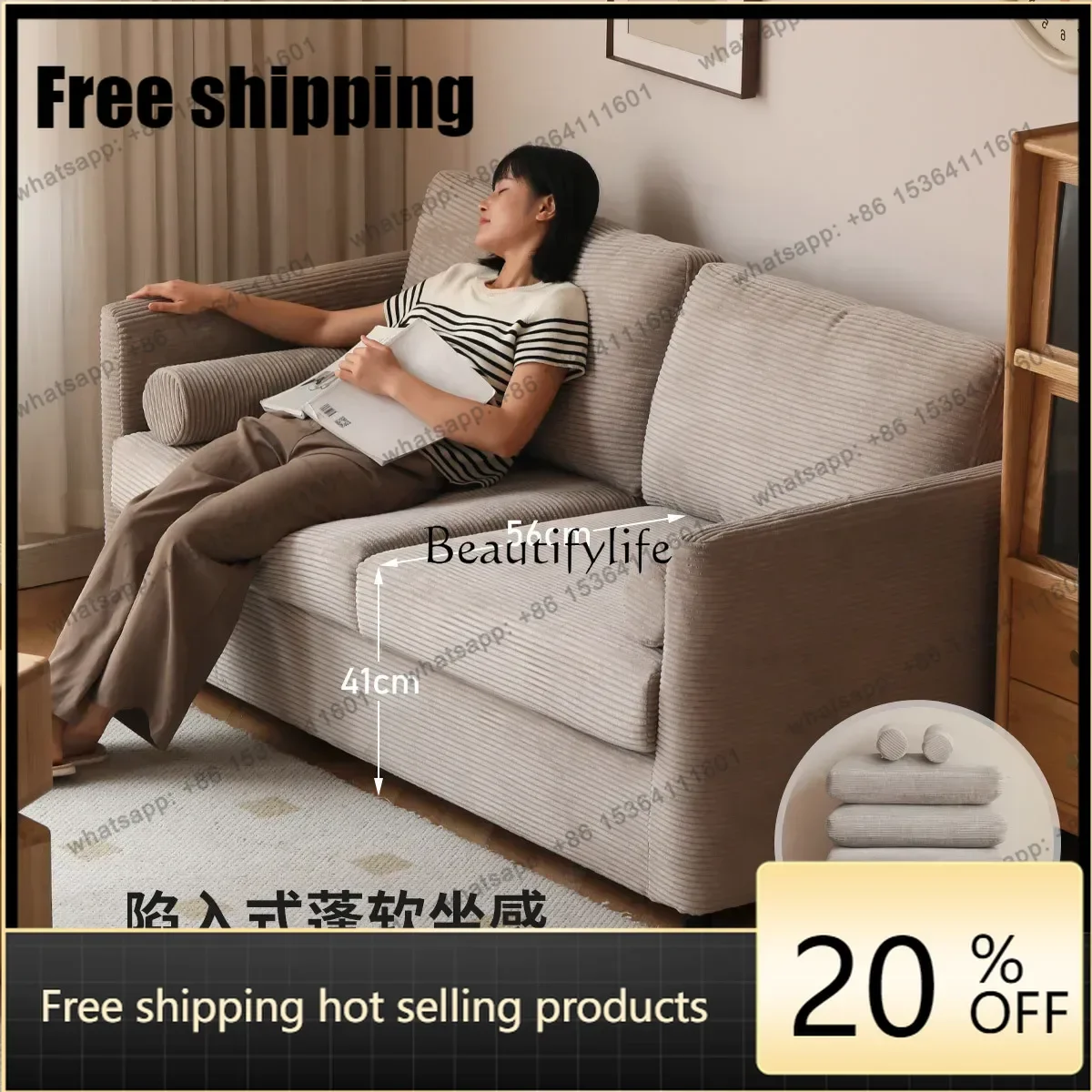 Customization Fabric sofa living room modern simple straight sofa